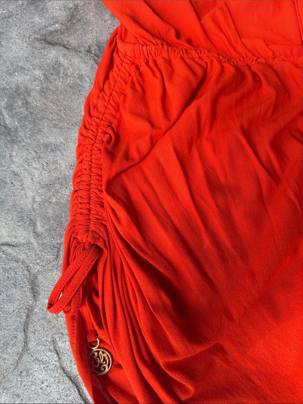 Luli Fama size MED coverup. Bright Orange Scoop-Neck Drawstring Dress - Picture 8 of 8